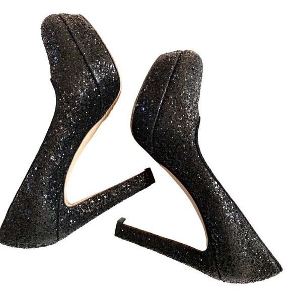 Miu Miu Black Glitter Closed Toe Platform Shoes size EU 38.5 US 8.5 Barbie - Picture 6 of 14